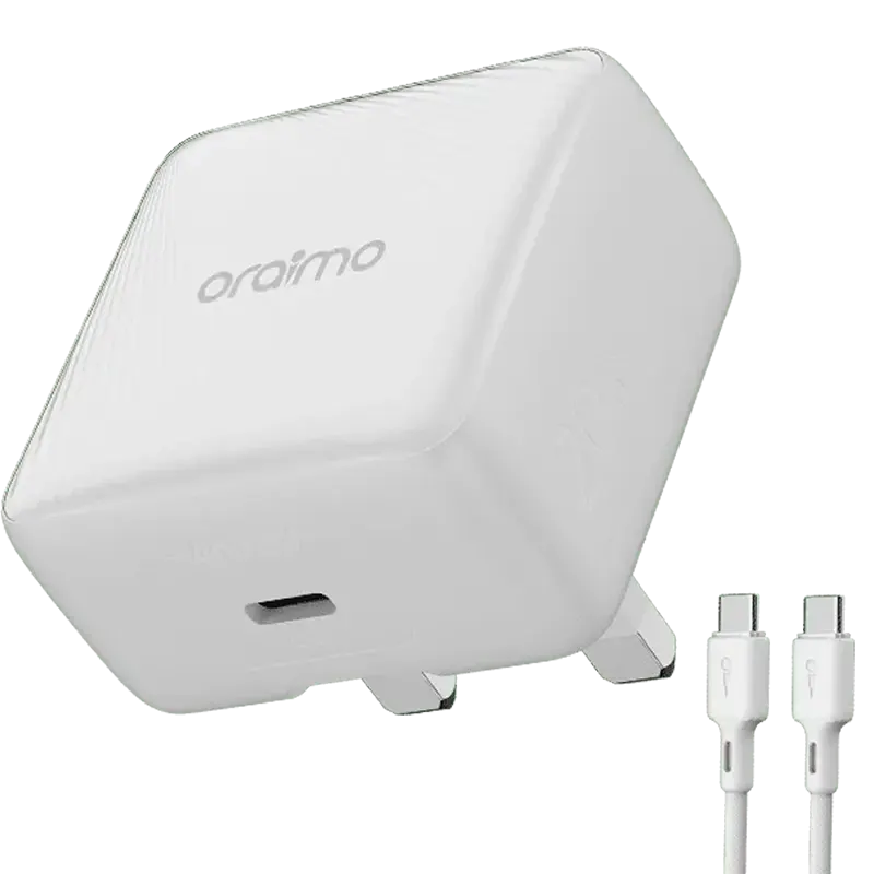 oraimo PowerCube 20 Chic 20W GaN Wall Charger Kit with Type-C to Type-C Cable White Mascom International.webp